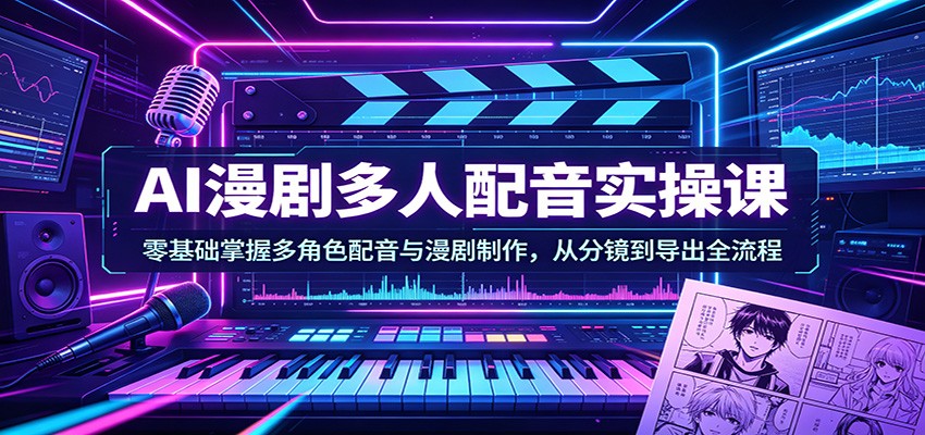 AI漫剧多人配音实操课：零基础掌握多角色配音与漫剧制作，从分镜到导出全流程网创吧-网创项目资源站-副业项目-创业项目-搞钱项目网创吧