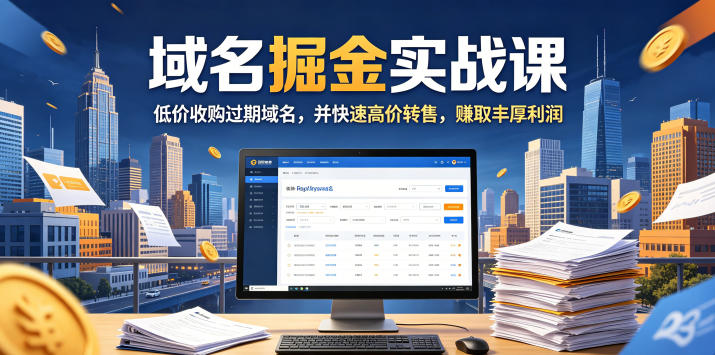 域名交易掘金实战课，低价收购过期域名，并快速高价转售，賺取丰厚利润【原创双语字幕】网创吧-网创项目资源站-副业项目-创业项目-搞钱项目网创吧