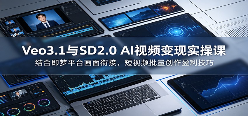 Veo3.1与SD2.0 AI视频变现实操课课：结合即梦平台画面衔接，短视频批量创作盈利技巧网创吧-网创项目资源站-副业项目-创业项目-搞钱项目网创吧