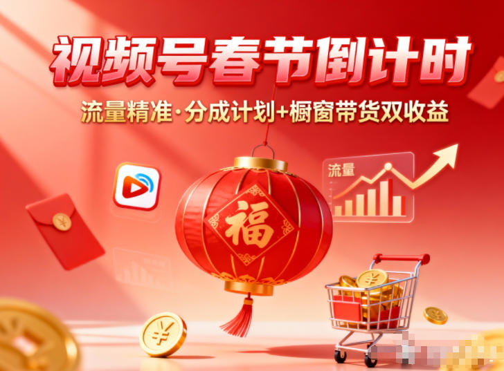 视频号做春节倒计时,流量精准,分成计划+橱窗带货双收益网创吧-网创项目资源站-副业项目-创业项目-搞钱项目网创吧