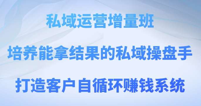 私域运营增量班,培养能拿结果的私域操盘手,打造客户自循环赚钱系统网创吧-网创项目资源站-副业项目-创业项目-搞钱项目网创吧