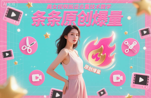 美女视频搬运去重技术教学,条条原创爆量网创吧-网创项目资源站-副业项目-创业项目-搞钱项目网创吧