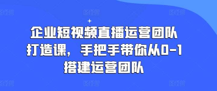 企业短视频直播运营团队打造课,手把手带你从0-1搭建运营团队网创吧-网创项目资源站-副业项目-创业项目-搞钱项目网创吧