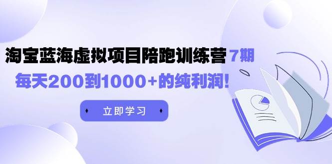 (9541期)黄岛主《淘宝蓝海虚拟项目陪跑训练营7期》每天200到1000+的纯利润网创吧-网创项目资源站-副业项目-创业项目-搞钱项目网创吧