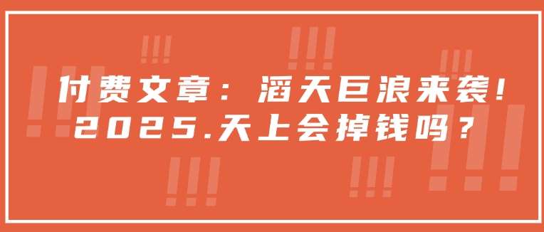 付费文章:滔天巨浪来袭!2025天上会掉钱吗?网创吧-网创项目资源站-副业项目-创业项目-搞钱项目网创吧