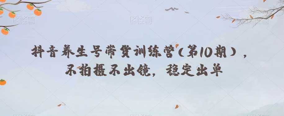 抖音养生号带货训练营(第10期),不拍摄不出镜,稳定出单网创吧-网创项目资源站-副业项目-创业项目-搞钱项目网创吧