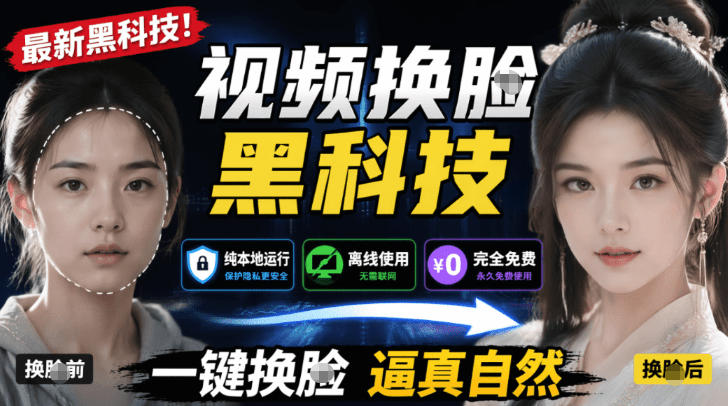 AI人工智能如此夸张?一键视频换Lian黑科技,纯本地离线运行,本地视频换Lian娱乐工具,AI FaceSwap网创吧-网创项目资源站-副业项目-创业项目-搞钱项目网创吧