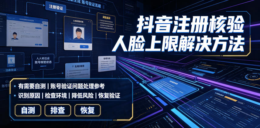 抖音注册核验人脸上限解决方法,有需要自测网创吧-网创项目资源站-副业项目-创业项目-搞钱项目网创吧