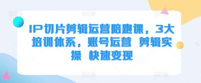 IP切片剪辑运营陪跑课,3大培训体系,账号运营 剪辑实操 快速变现网创吧-网创项目资源站-副业项目-创业项目-搞钱项目网创吧