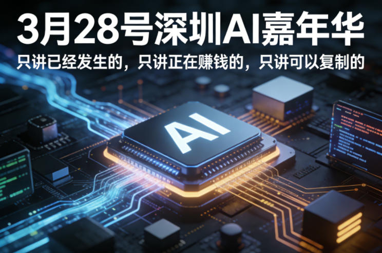 3月28号深圳AI嘉年华,只讲已经发生的,只讲正在賺钱的,只讲可以复制的网创吧-网创项目资源站-副业项目-创业项目-搞钱项目网创吧