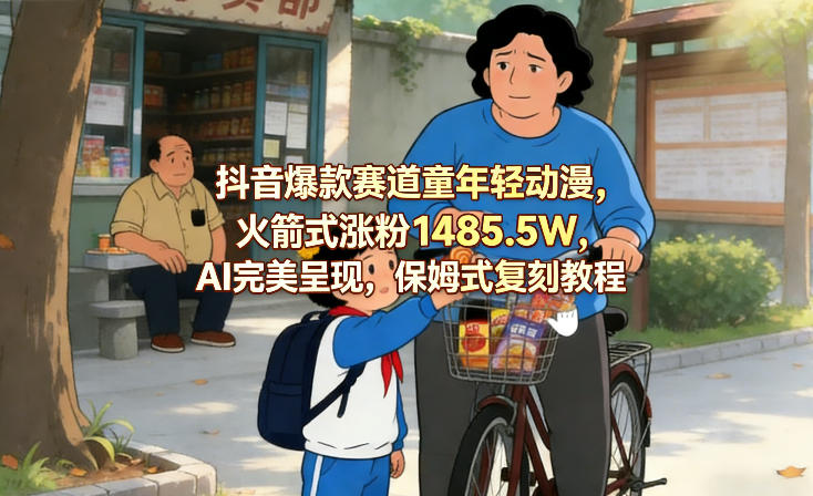 抖音爆款赛道童年轻动漫,火箭式涨粉1485.5W,AI完美呈现,保姆式复刻教程网创吧-网创项目资源站-副业项目-创业项目-搞钱项目网创吧