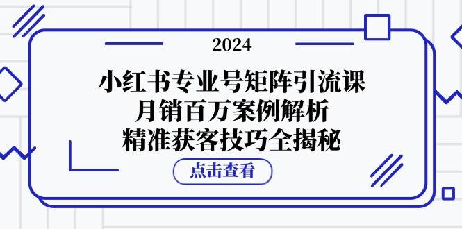 小红书专业号矩阵引流课,月销百万案例解析,精准获客技巧全揭秘网创吧-网创项目资源站-副业项目-创业项目-搞钱项目网创吧