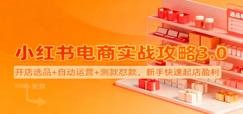 小红书电商实战攻略3.0：开店选品+自动运营+测款怼款，新手快速起店盈利网创吧-网创项目资源站-副业项目-创业项目-搞钱项目网创吧