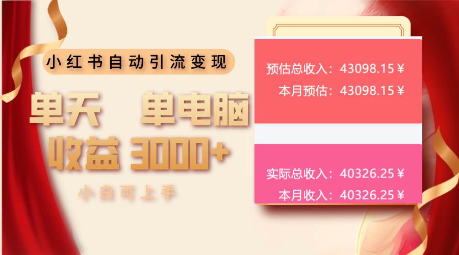 (13999期)小红书自动引流变现 单天单电脑收益3000+ 小白可上手网创吧-网创项目资源站-副业项目-创业项目-搞钱项目网创吧