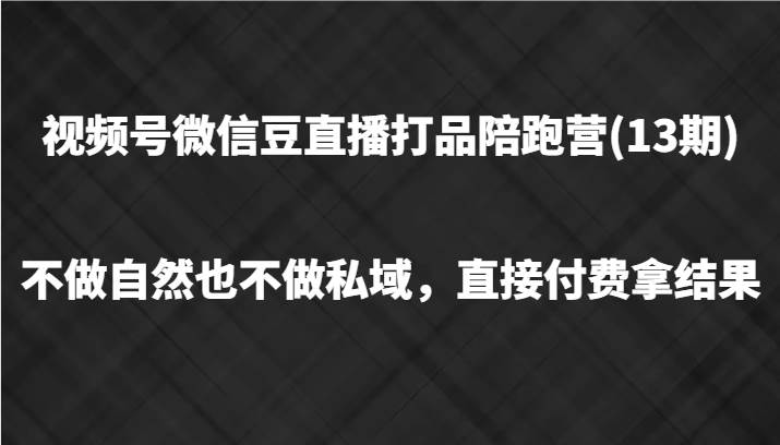 视频号微信豆直播打品陪跑(13期),不做不自然流不做私域,直接付费拿结果网创吧-网创项目资源站-副业项目-创业项目-搞钱项目网创吧