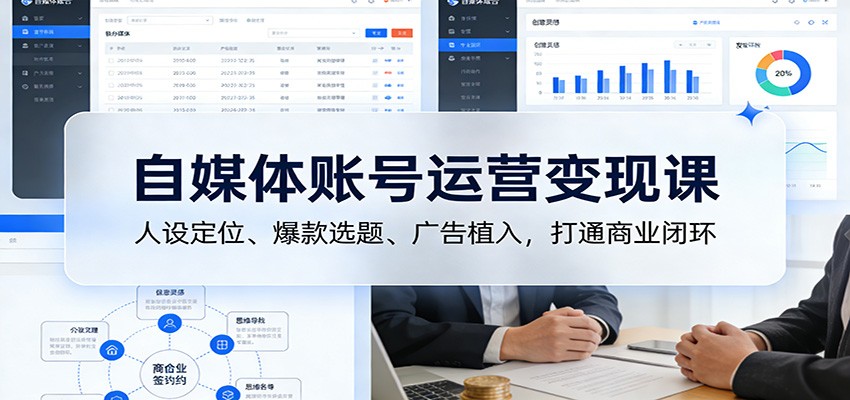 自媒体账号运营变现课：人设定位、爆款选题、广告植入，打通商业闭环网创吧-网创项目资源站-副业项目-创业项目-搞钱项目网创吧