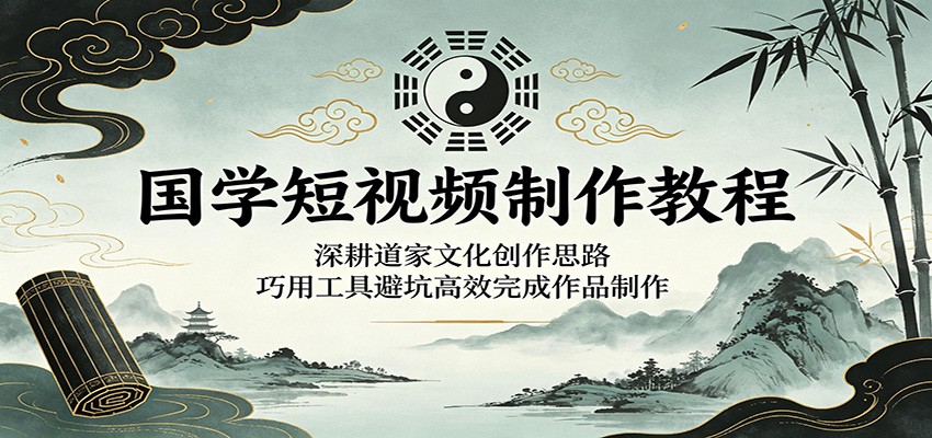 国学短视频制作教程:深耕道家文化创作思路,巧用工具避坑高效完成作品制作网创吧-网创项目资源站-副业项目-创业项目-搞钱项目网创吧