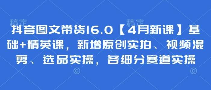 抖音图文带货16.0【4月新课】基础+精英课,新增原创实拍、视频混剪、选品实操,各细分赛道实操网创吧-网创项目资源站-副业项目-创业项目-搞钱项目网创吧