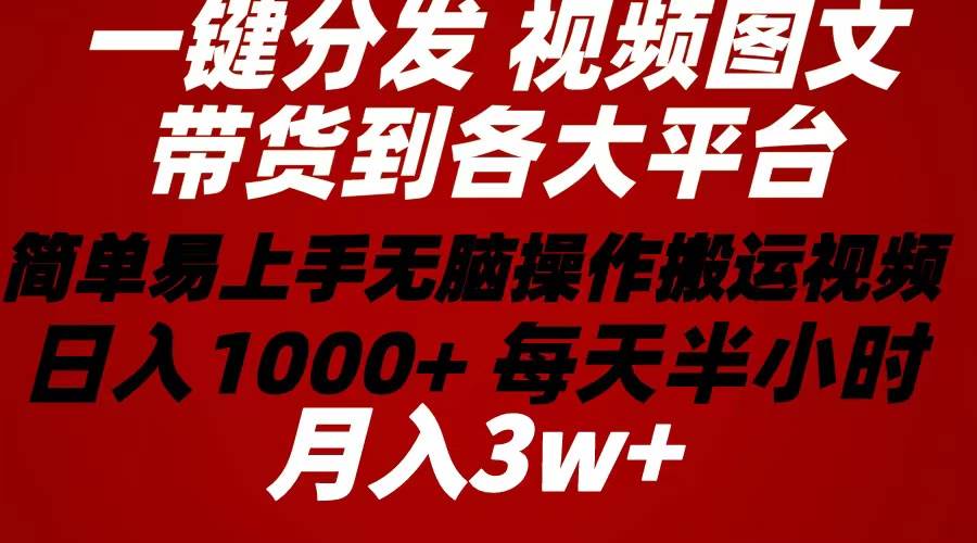 (10667期)2024年 一键分发带货图文视频 简单易上手 无脑赚收益 每天半小时日入1...网创吧-网创项目资源站-副业项目-创业项目-搞钱项目网创吧