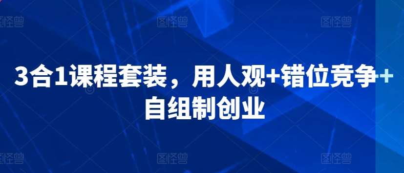 3合1课程套装,用人观+错位竞争+自组制创业网创吧-网创项目资源站-副业项目-创业项目-搞钱项目网创吧