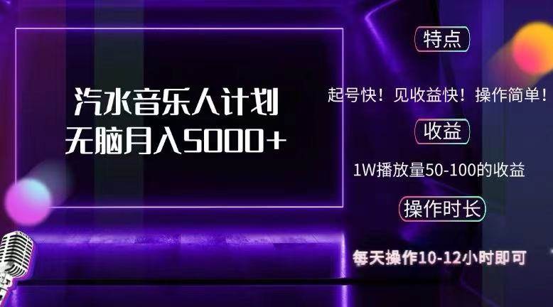 (12429期)抖音汽水音乐人计划无脑月入5000+网创吧-网创项目资源站-副业项目-创业项目-搞钱项目网创吧