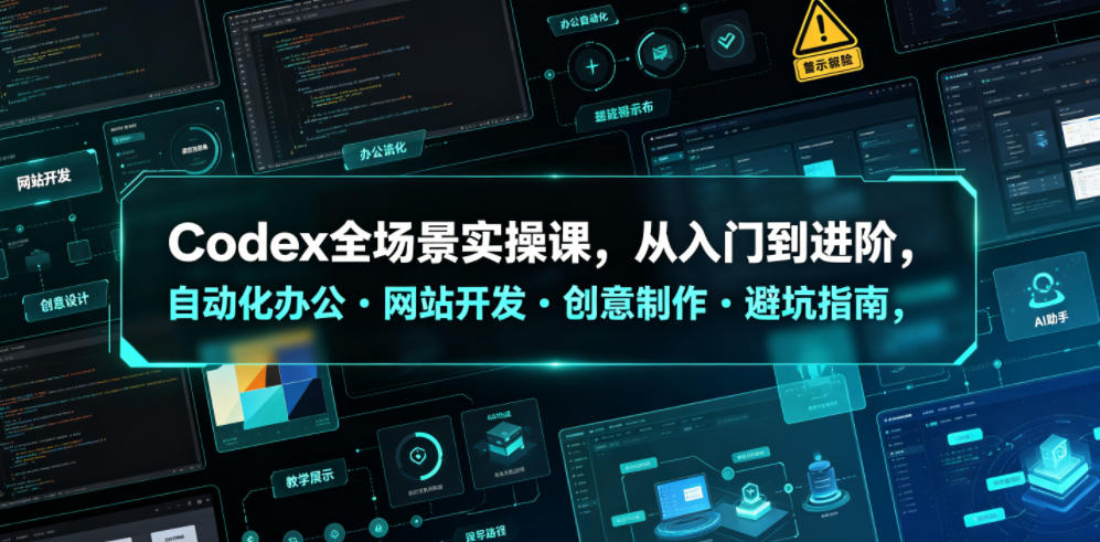 Codex全场景实操课，从入门到进阶，自动化办公・网站开发・创意制作・避坑指南，全流程教学网创吧-网创项目资源站-副业项目-创业项目-搞钱项目网创吧
