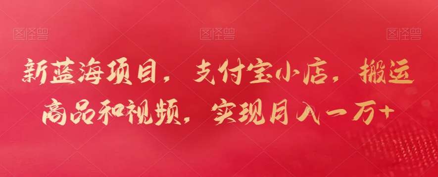 新蓝海项目,支付宝小店,搬运商品和视频,实现月入一万+【揭秘】网创吧-网创项目资源站-副业项目-创业项目-搞钱项目网创吧