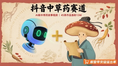 抖音中草药赛道,用AI做中草药故事视频,45条作品涨粉13W,橱窗带货猛猛出单网创吧-网创项目资源站-副业项目-创业项目-搞钱项目网创吧