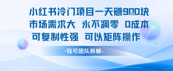 小红书冷门项目一天收益9张,市场需求大,0成本,可复制性强可以矩阵操作网创吧-网创项目资源站-副业项目-创业项目-搞钱项目网创吧