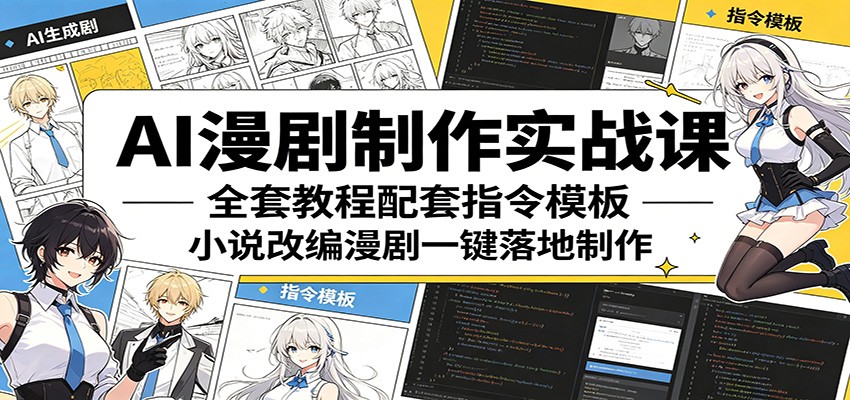 AI漫剧制作实战课：全套教程配套指令模板，小说改编漫剧一键落地制作网创吧-网创项目资源站-副业项目-创业项目-搞钱项目网创吧