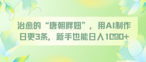 治愈的“唐朝胖妞”,用AI制作日更3条,新手也能日入多张网创吧-网创项目资源站-副业项目-创业项目-搞钱项目网创吧