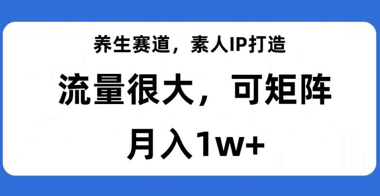 养生赛道,素人IP打造,流量很大,可矩阵,月入1w+【揭秘】网创吧-网创项目资源站-副业项目-创业项目-搞钱项目网创吧