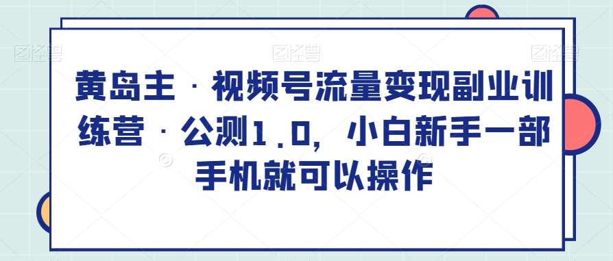 黄岛主·视频号流量变现副业训练营·公测1.0,小白新手一部手机就可以操作网创吧-网创项目资源站-副业项目-创业项目-搞钱项目网创吧