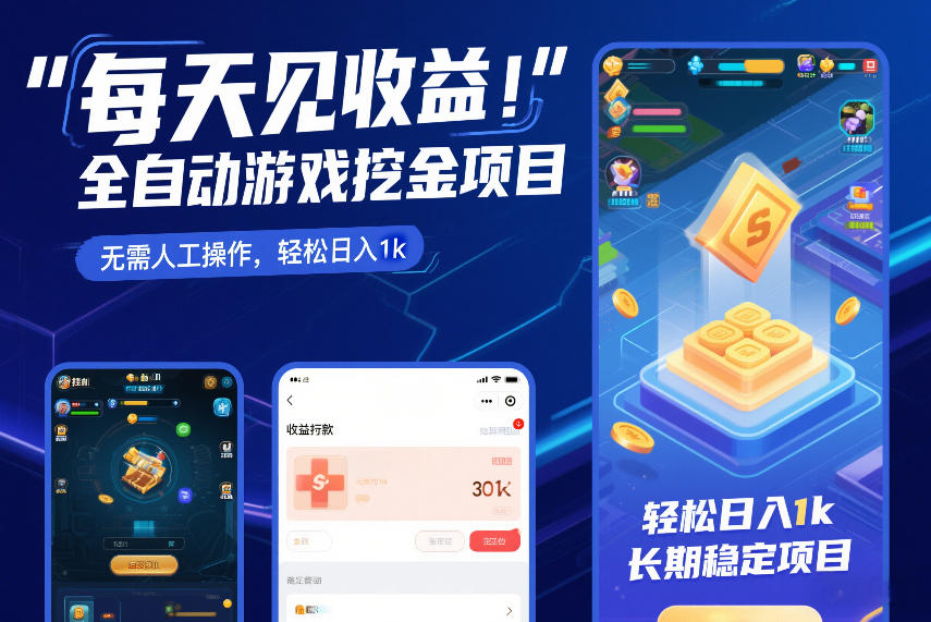 每天见收益,全自动游戏挖金项目,无需人工操作,轻松日入1k,长期稳定项目【揭秘】网创吧-网创项目资源站-副业项目-创业项目-搞钱项目网创吧
