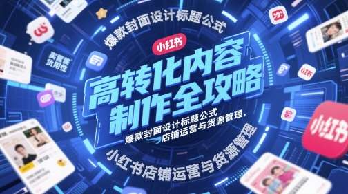 高转化内容制作全攻略,爆款封面设计标题公式,小红书店铺运营与货源管理网创吧-网创项目资源站-副业项目-创业项目-搞钱项目网创吧