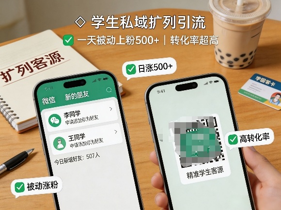 学生私域扩列引流,一天被动上粉500+,转化率超高网创吧-网创项目资源站-副业项目-创业项目-搞钱项目网创吧