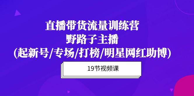 (10016期)直播带货流量特训营,野路子主播(起新号/专场/打榜/明星网红助博)19节课网创吧-网创项目资源站-副业项目-创业项目-搞钱项目网创吧