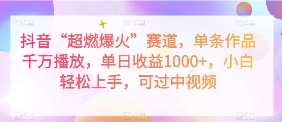 抖音“超燃爆火”赛道,单条作品千万播放,单日收益1000+,小白轻松上手,可过中视频【揭秘】网创吧-网创项目资源站-副业项目-创业项目-搞钱项目网创吧