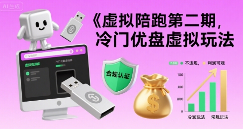 虚拟陪跑第二期，冷门优盘虚拟玩法，不违规，利润可观网创吧-网创项目资源站-副业项目-创业项目-搞钱项目网创吧