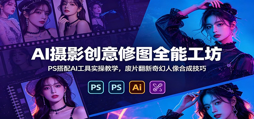AI摄影创意修图全能工坊：PS搭配AI工具实操教学，废片翻新奇幻人像合成技巧网创吧-网创项目资源站-副业项目-创业项目-搞钱项目网创吧