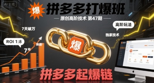 拼多多打爆班原创高阶技术第47期，拼多多起爆链网创吧-网创项目资源站-副业项目-创业项目-搞钱项目网创吧