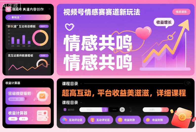 视频号情感赛道新玩法,超高互动,平台收益美滋滋,详细课程网创吧-网创项目资源站-副业项目-创业项目-搞钱项目网创吧
