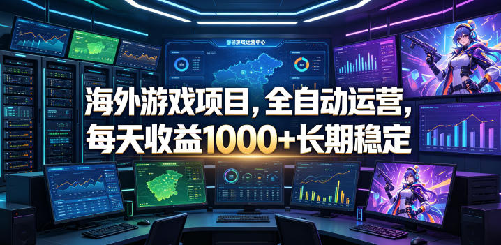 海外游戏项目，全自动运营，每天收益1000+长期稳定【揭秘】网创吧-网创项目资源站-副业项目-创业项目-搞钱项目网创吧
