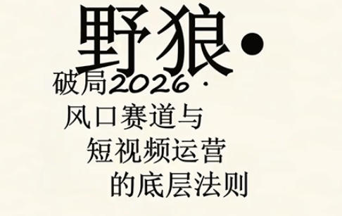 野狼团队·多平台实操运营课,覆盖AI口播、服装、好物、漫剪等热门玩法(更新4月)网创吧-网创项目资源站-副业项目-创业项目-搞钱项目网创吧