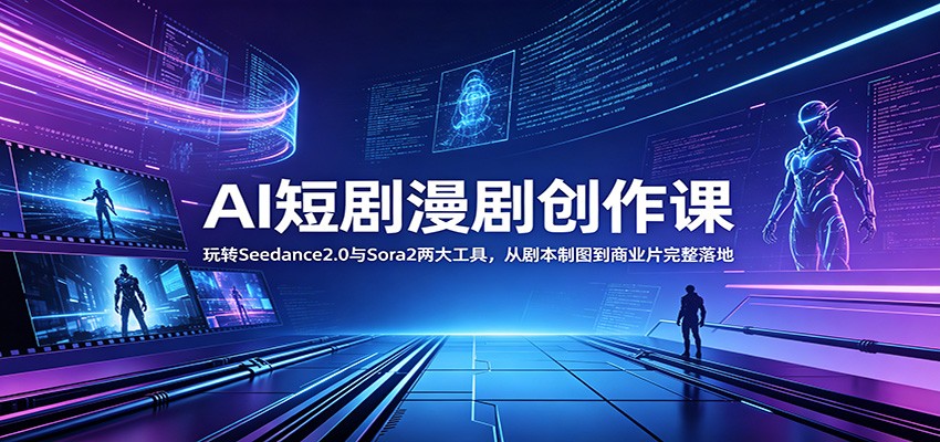 AI短剧漫剧创作课:玩转Seedance2.0与 Sora2两大工具,从剧本制图到商业片完整落地网创吧-网创项目资源站-副业项目-创业项目-搞钱项目网创吧