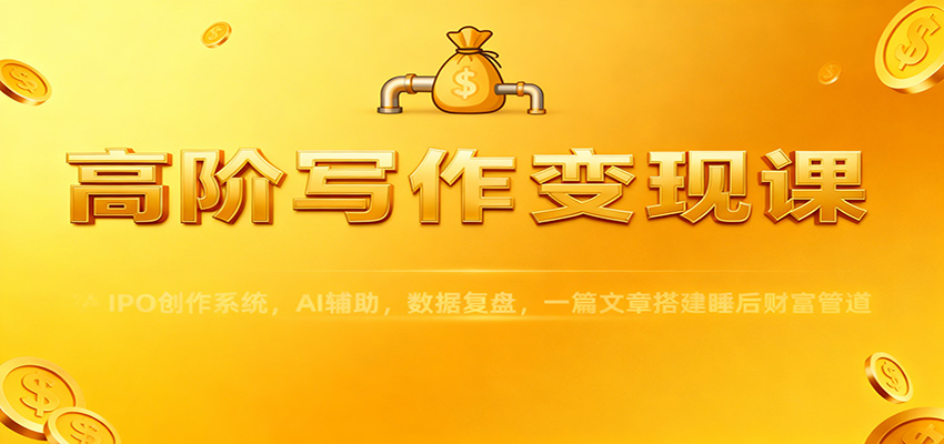 高阶写作变现课：IPO创作系统，AI辅助，数据复盘，一篇文章搭建睡后财富管道网创吧-网创项目资源站-副业项目-创业项目-搞钱项目网创吧