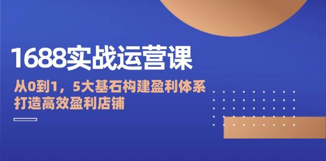 (12482期)1688实战运营课:从0到1,5大基石构建盈利体系,打造高效盈利店铺网创吧-网创项目资源站-副业项目-创业项目-搞钱项目网创吧