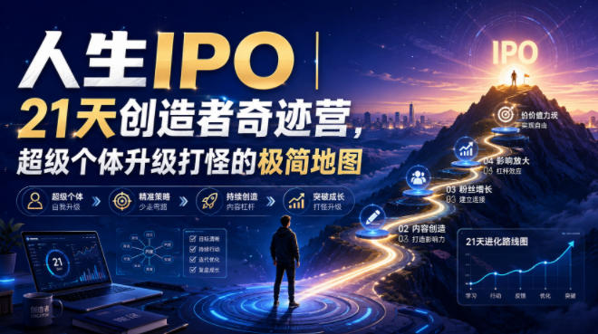 人生IPO︱21天创造者奇迹营,超级个体升级打怪的极简地图网创吧-网创项目资源站-副业项目-创业项目-搞钱项目网创吧