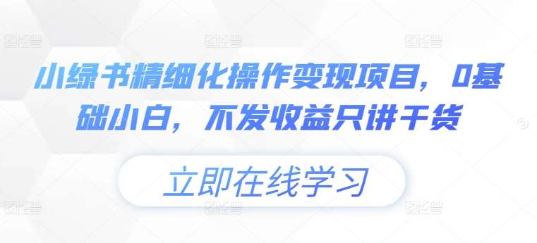 小绿书精细化操作变现项目,0基础小白,不发收益只讲干货网创吧-网创项目资源站-副业项目-创业项目-搞钱项目网创吧