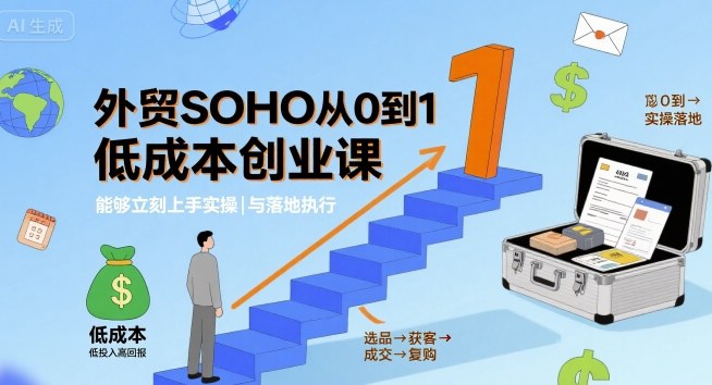 外贸SOHO从0到1低成本创业课,能够立刻上手实操与落地执行网创吧-网创项目资源站-副业项目-创业项目-搞钱项目网创吧